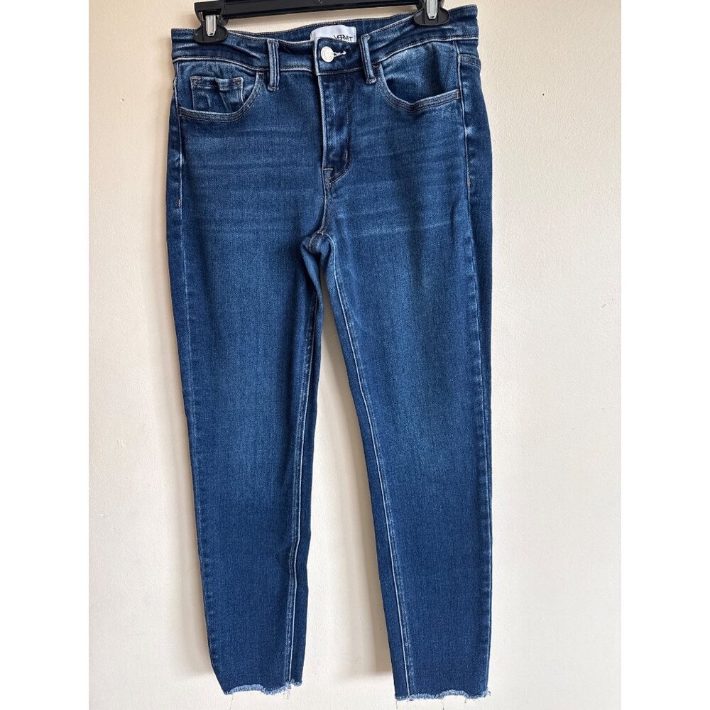 Vervet Womens Ankle Cutoff Jeans Size 28 Dark Wash Distressed Hem